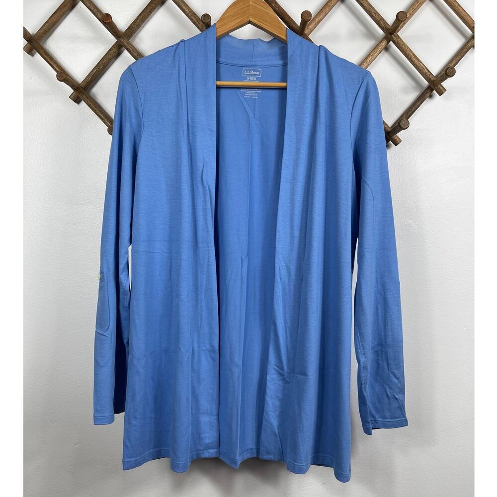 L.L. Bean Open Front Cotton Blend Cardigan in Blue Women's Size S